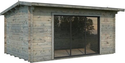 Palmako Gartenhaus Ines Slide Plus aus Fichtenholz in Grau mit Glasschiebetüren und Satteldach, B/T/H: 480 x 300 x 250 cm - Bild 3
