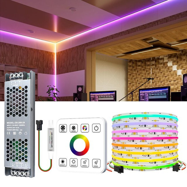 CENFAYA COB RGBIC LED Streifen 24V mit RF Touch Wand Panel und Fernbedienung, Multicolor - Bild 1