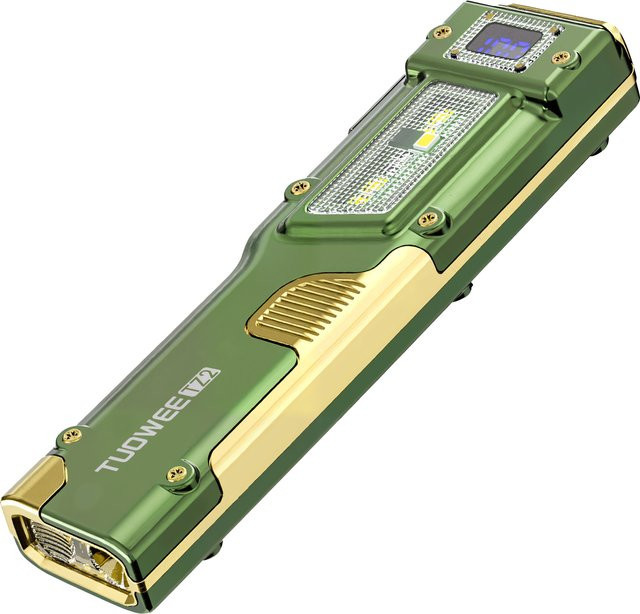 PASIION EDC Taktische Taschenlampe mit 2000LM Dual-LED, USB-C wiederaufladbar, COB-Seitenlicht in Weiß, Rot und Grün, LCD-Display und magnetischem Clip - Bild 1