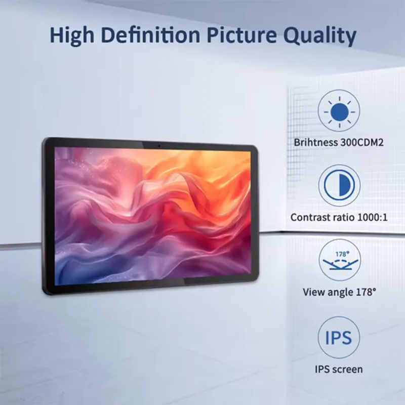Wandmontiertes 10,1 Zoll Android 14 Kommerzielles Tablet mit kapazitivem Touchscreen und Ethernet/LAN in Schwarz - Bild 6