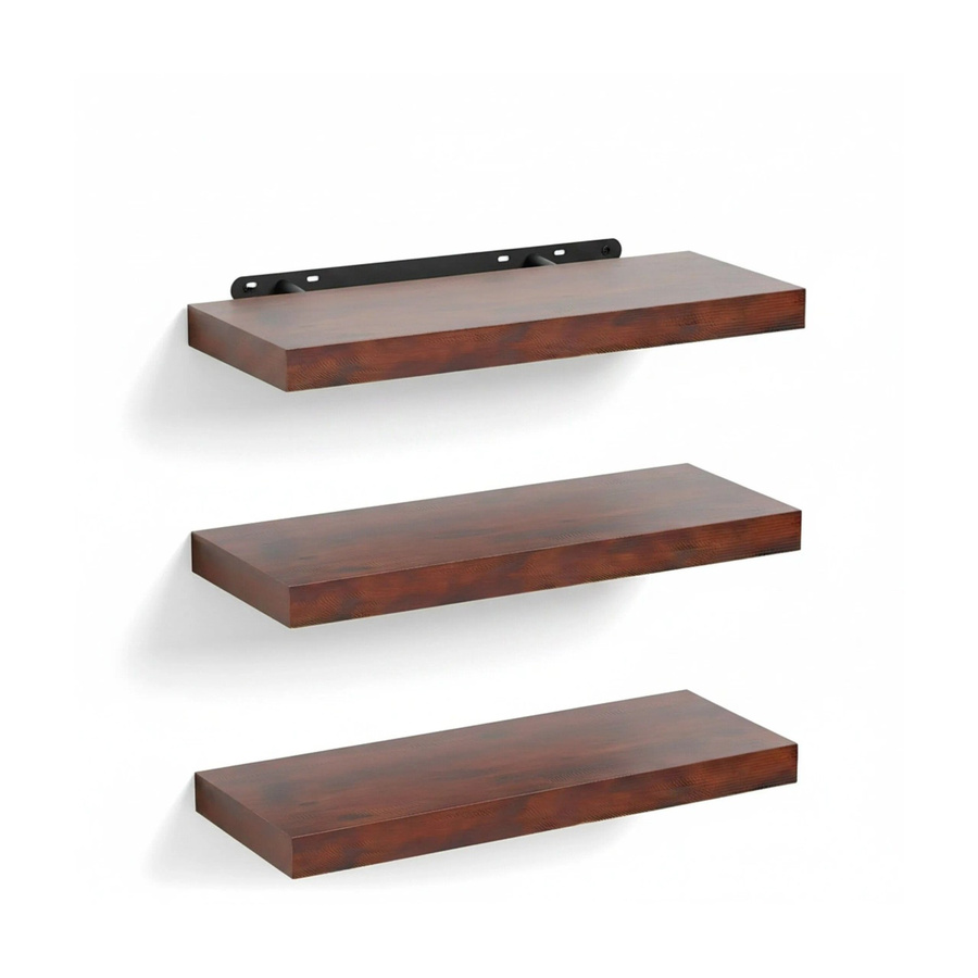Relaxdays Wandregal 3er Set aus MDF und Eisen in Schwarz, B/T/H: 40 x 4 x 23 cm - Bild 2