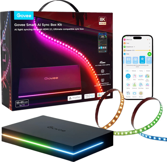 Govee Smart AI Sync Box Kit für 55-65 Zoll TV in Schwarz - Bild 1