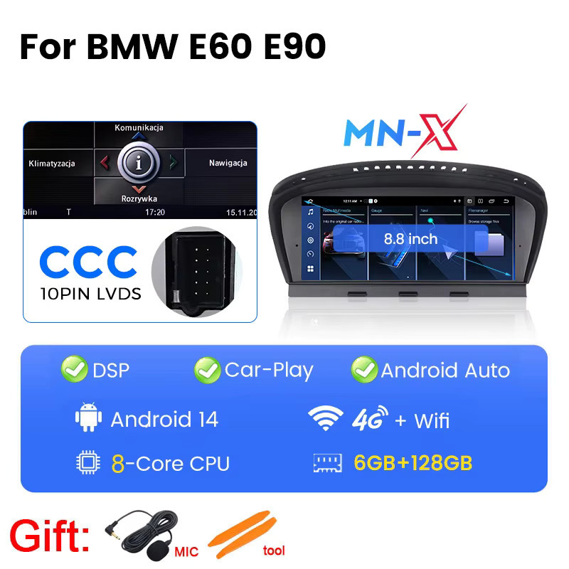 NaviFly MN-X EU Wireless CarPlay Intelligentes Multimedia-Autoradio für BMW E60 E61 E63 E64 E90 E91 E92 CCC in Schwarz - Bild 8