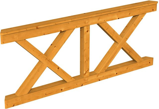 Skan Holz Brüstung Andreaskreuz aus Fichte in Eiche hell, B/H: 210 x 84 cm - Bild 1