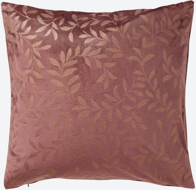 NKD Kissenhülle mit floralem Design aus Samt in Gold, Weiß und Pink, B/H: 40 x 40 cm - Bild 1