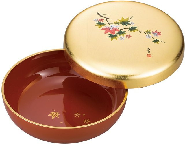 Nakatani Brothers Company Yamanaka Lackware Süßigkeitenschale Hanaichimonme mit Blattgold und Blattsilber, Multicolor, Durchmesser: 19,0 cm - Bild 1