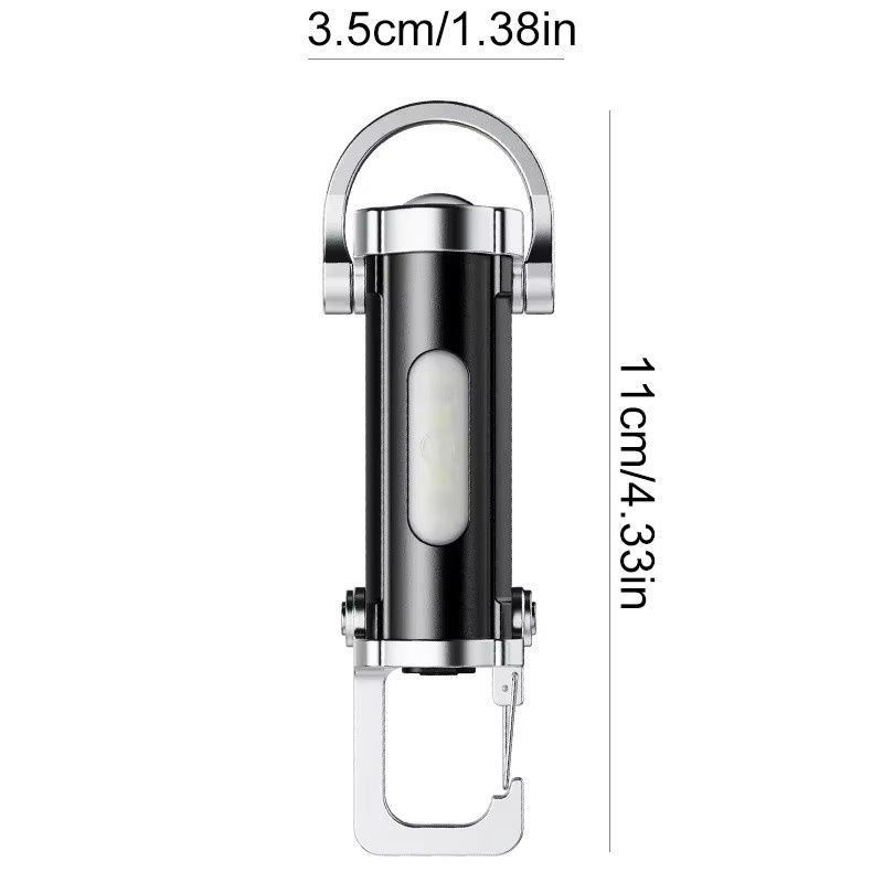 Heinast LED COB Schlüsselanhänger Taschenlampe mit Haken, wiederaufladbare Notfall-Arbeitslampe in Schwarz - Bild 5