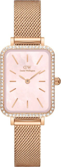 Daniel Wellington Damenuhr Quadro Charm Bezel, Quarz, Edelstahl, Pink, 26 mm - Bild 1