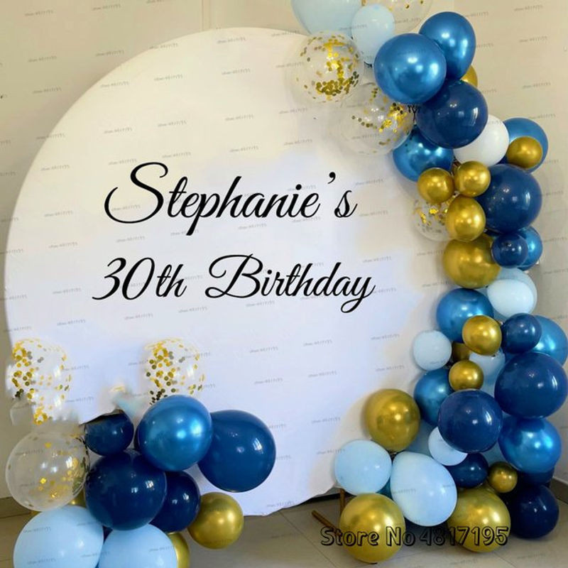 Personalisierter Vinyl Aufkleber für Geburtstag und Hochzeit mit individuellem Text, rund, mehrfarbig - Bild 1
