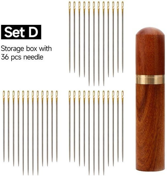 Elberta Nähnadeln Set aus Edelstahl mit seitlicher Öffnung in Gold und Silber, 36 Stück - Bild 1
