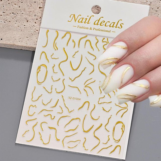 MAFANAILS Nail Art Aufkleber, 3D Bronzing, Metallic, Unregelmäßige Linien - Bild 1