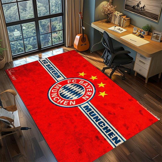 Fußballteam Cartoon-Druck Teppich aus Polyester in Rot, rutschfest und waschbar, B/T: 60 x 90 cm - Bild 1