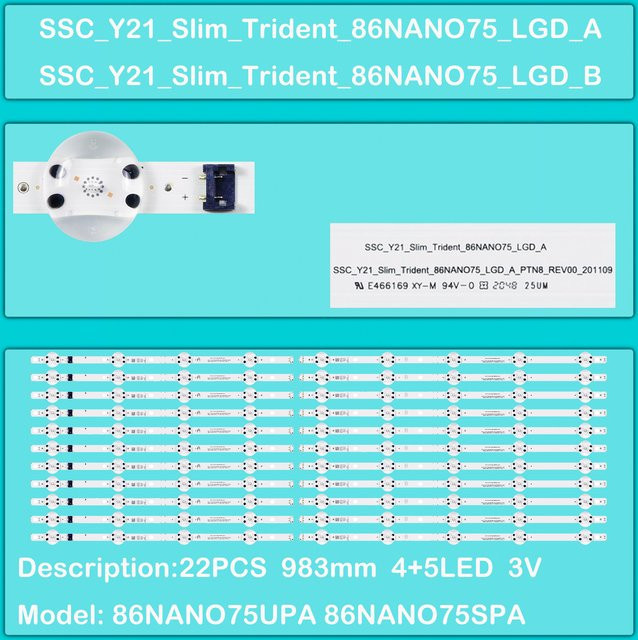 LED Hintergrundbeleuchtungsstreifen in Weiß für LG TV Modelle 86UP8050PVB 86NANO766QA 86UP80003LR 86UP80003LRAEU 86UP81003LR 86NANO77SRA 86UP80009LA - Bild 1