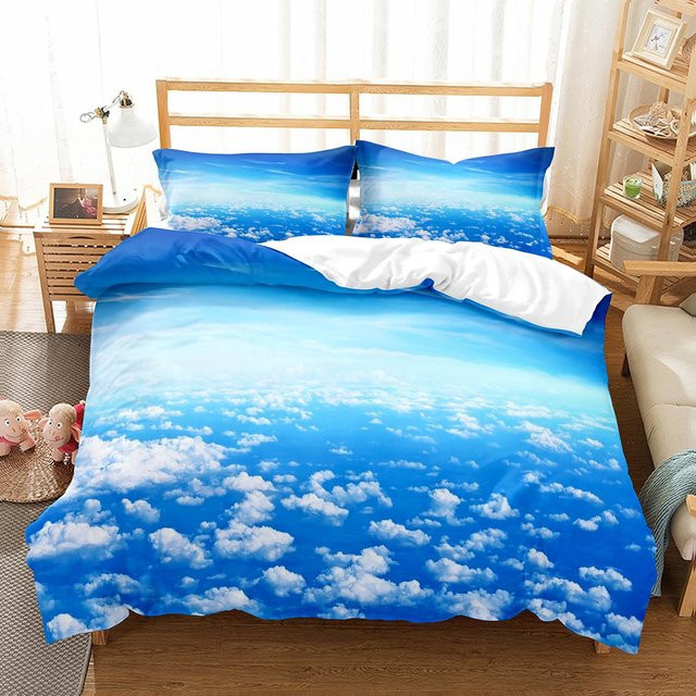 Bettwäscheset Weiße Wolke von Binchi Outdoor Product mit Kissenbezug, Farbe Weiß und Blau, Material Mikrofaser, B/H: 264 x 228 cm - Bild 1