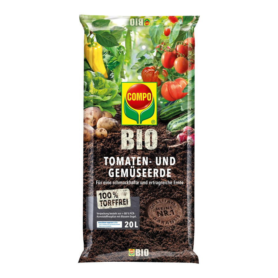 Compo Bio Torffreie Tomaten- und Gemüseerde mit Rindenhumus und Kokosfaser, 20 l - Bild 2