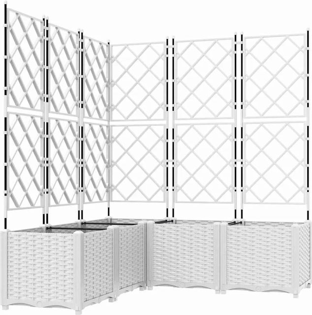 vidaXL Garten-Pflanzgefäß Set aus Stahl in Weiß, 5 Stück, B/T/H: 120 x 120 x 143 cm - Bild 1