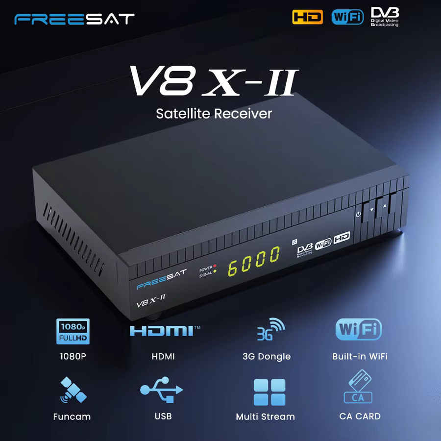 FREESAT V8X 2 Satelliten-TV-Receiver DVB-S2/S2X in Schwarz mit integriertem WIFI und Full HD 1080P Unterstützung - Bild 4