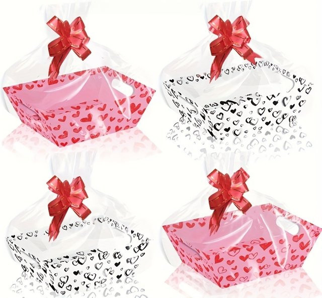 12 Stück herzförmige Geschenkboxen in Pink mit Schleifen aus Papier für Valentinstag, Muttertag, Hochzeiten und Geburtstage - Bild 1