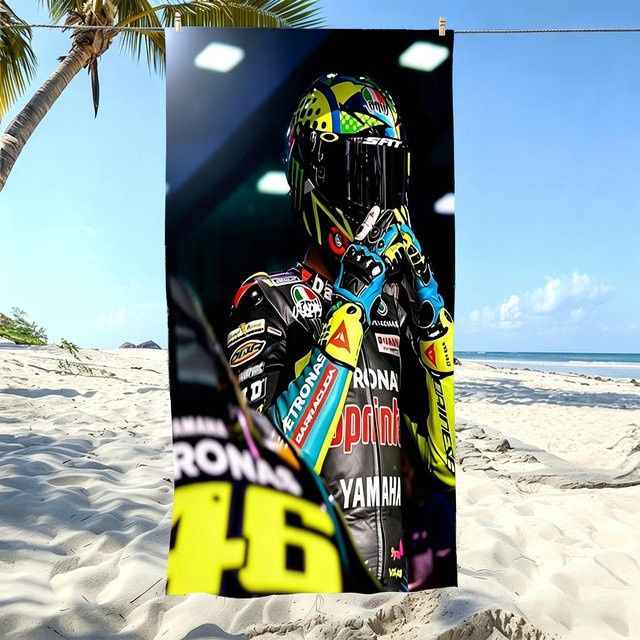 VR46 Valentino Rossi MotoGP Strandtuch aus Mikrofaser, schnelltrocknend, B/B: 140 x 180 cm - Bild 1