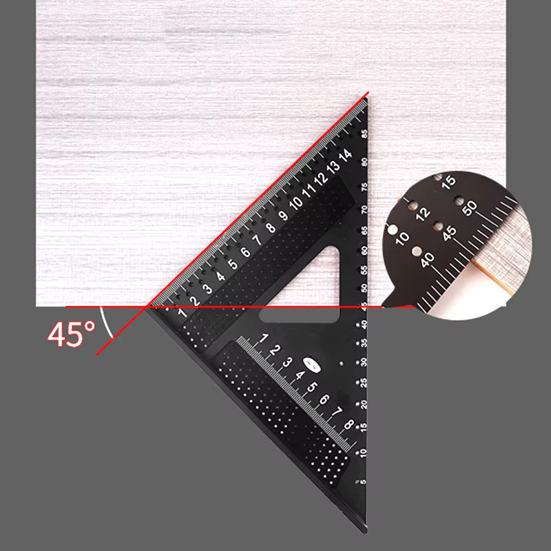 Präzisions-T-Quadrat-Winkelmesser aus Aluminium in Schwarz, 7-Zoll Markierungslehre und Zimmermannsquadrat als Mess-Layout-Werkzeug - Bild 3