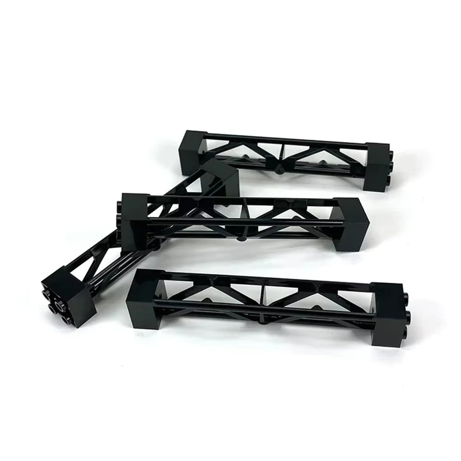 10 Stück Eisenbahngleis-Stützträger von wishiot in Schwarz, dreieckige Säulen-Zuggleis-Zubehörteile aus Kunststoff, kompatibel mit MOC-Steinen 58827 und 95347 - Bild 3
