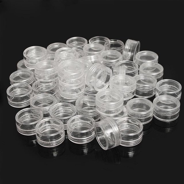 Transparente runde Plastikdose von DIYelecs als versiegelte kleine Verpackungsbox für Diamanten oder Puder - Bild 1