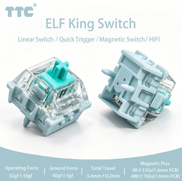 TTC ELF King Magnetische Schalter 32gf Linear Creamy Hall Effect Switches für Custom DIY Gaming Tastaturen - Bild 1
