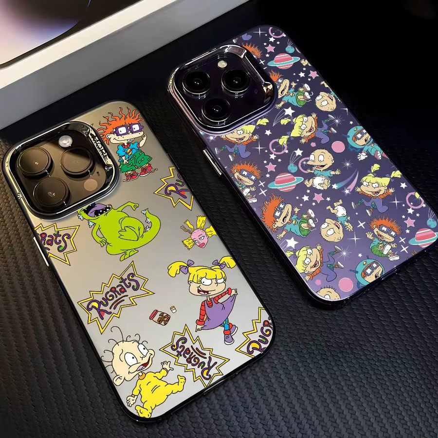 R-Rugrats Cartoon Handyhülle für iPhone 11 bis iPhone 17 Pro Max, mehrfarbig, mattes Laser-Design in Aurora-Optik - Bild 4