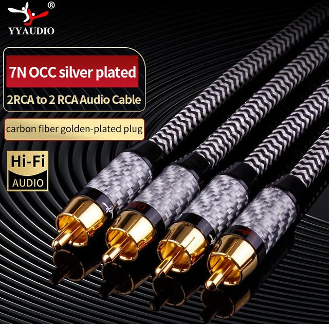 YYAUDIO 2RCA zu 2RCA HiFi-Audiokabel für Verstärker, DAC und TV in Schwarz - Bild 1