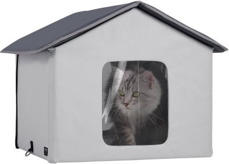 VEVOR Beheizbare Katzenhütte aus 600D Oxford-Gewebe mit beheizbarem Kissen, Katzenunterschlupf für den Winter, Grau, B/T/H: 48 x 56 x 44 cm - Bild 1