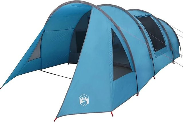 vidaXL Tunnelzelt mit Dach in Blau und Grau, B/T/H: 778 x 356 x 210 cm - Bild 1