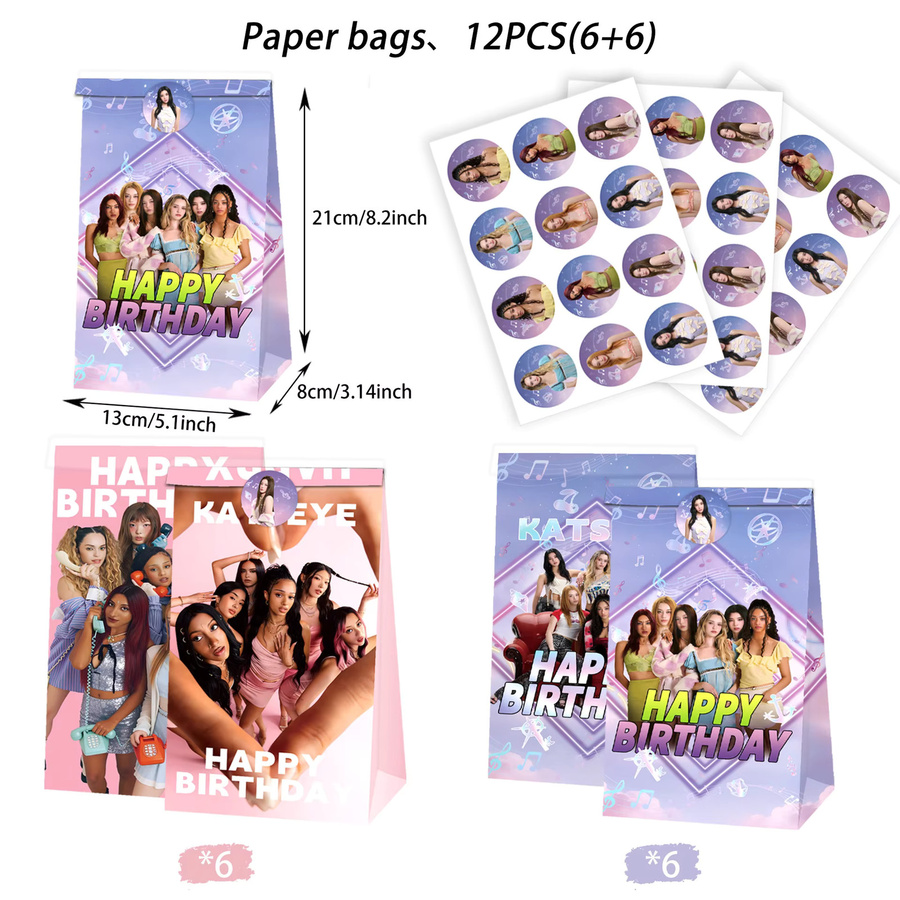 HYBE Katseye Kpop Party-Dekorationsset für Mädchen mit Zahlenballons, Geschenktüten und Notizbüchern in Mehrfarbig - Bild 2