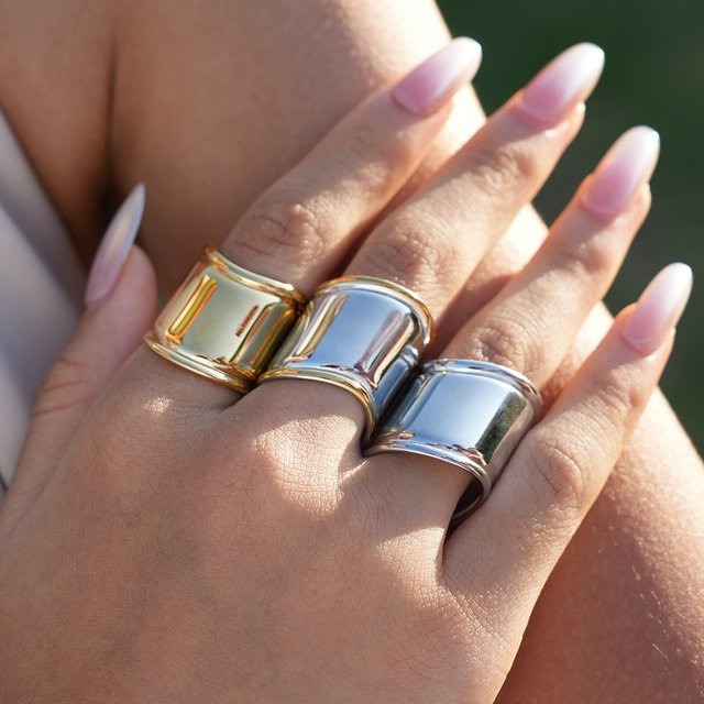 Uself Ringe Edelstahl, 18K vergoldet, Gold, Damen, minimalistisch - Bild 1