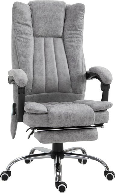 Vinsetto Massagesessel Aosom Bürostuhl mit Heizfunktion und Liegefunktion in Grau, B/T/H: 62 x 67 x 113-120 cm - Bild 1