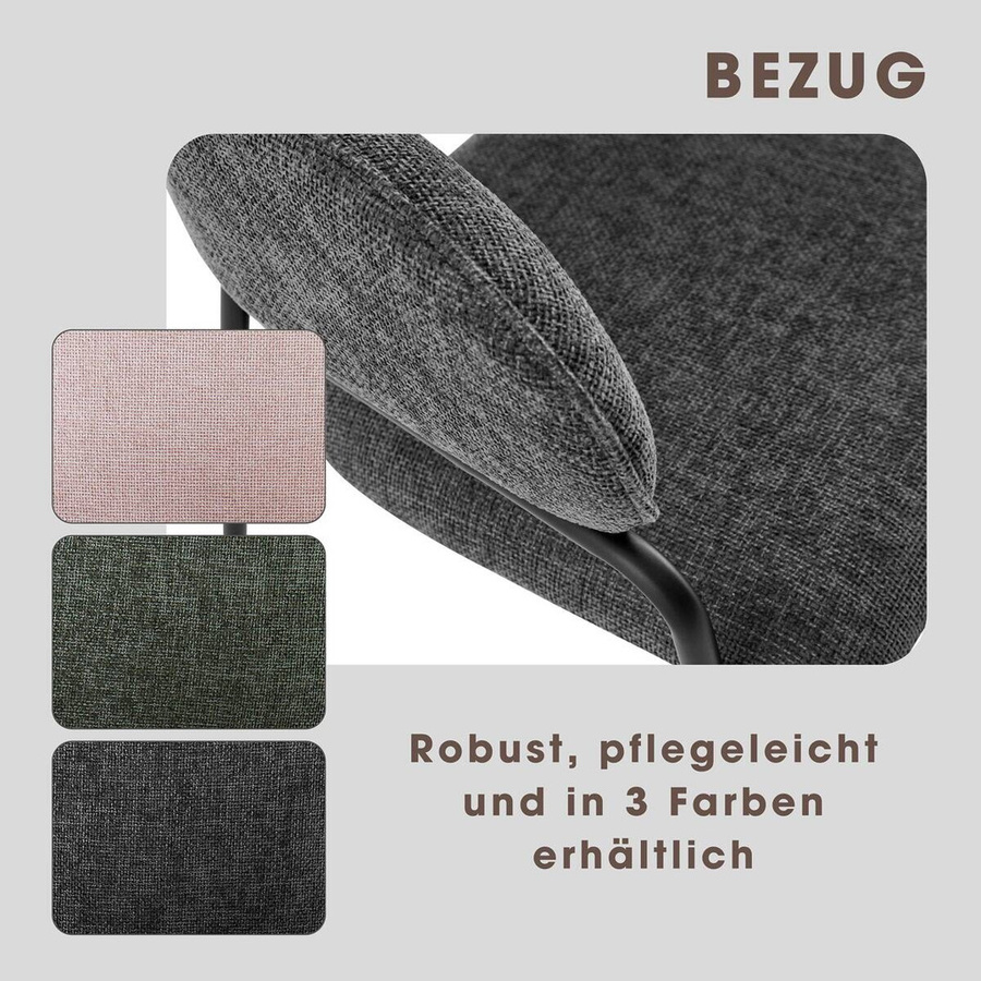 2er-Set Stühle CURVE von byLIVING in Grau mit Stoffbezug und Freischwinger-Gestell, B: 60 cm, H: 86 cm, T: 58 cm - Bild 2