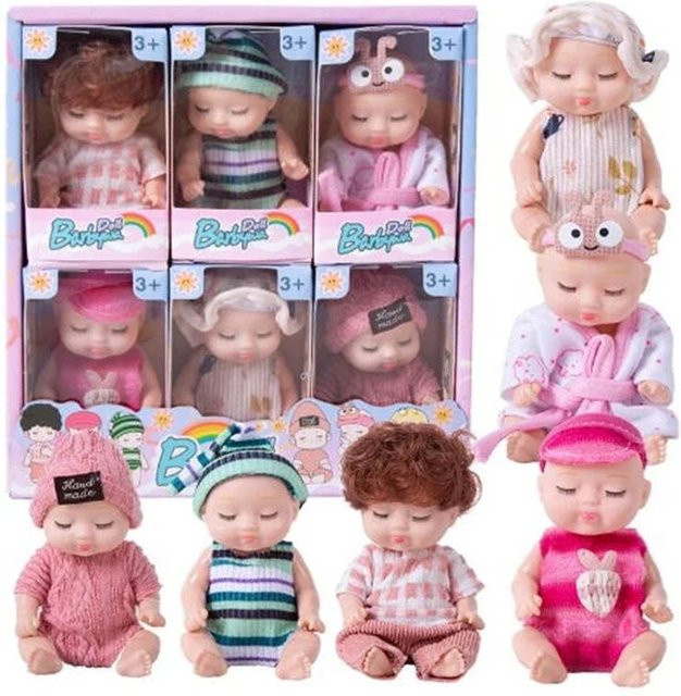 Schlafende Mini Babypuppen Reborn, 6/8 Stück Set, Plüsch / Textil, ab 6 Jahren - Bild 1