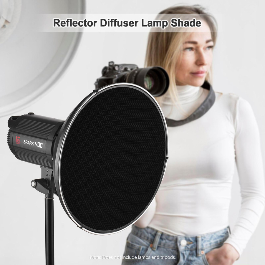 Andoer Beauty Dish Reflektor mit 60 Grad Wabenstruktur und Bowens Mount, 39 cm, Schwarz - Bild 4