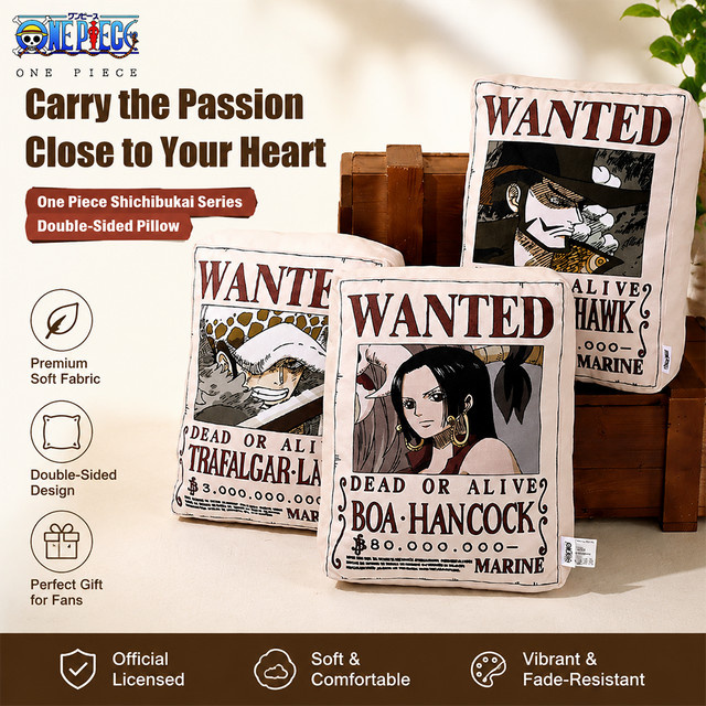 Offizielles One Piece Wanted Poster Dekokissen, doppelseitiges Anime Kissen in Multicolour - Bild 1