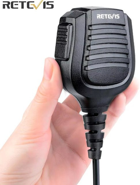 Retevis wasserdichtes IP54 Lautsprechermikrofon mit 3,5-mm-Audio-Buchse und PTT in Schwarz für Kenwood, Baofeng und TYT Funkgeräte - Bild 1