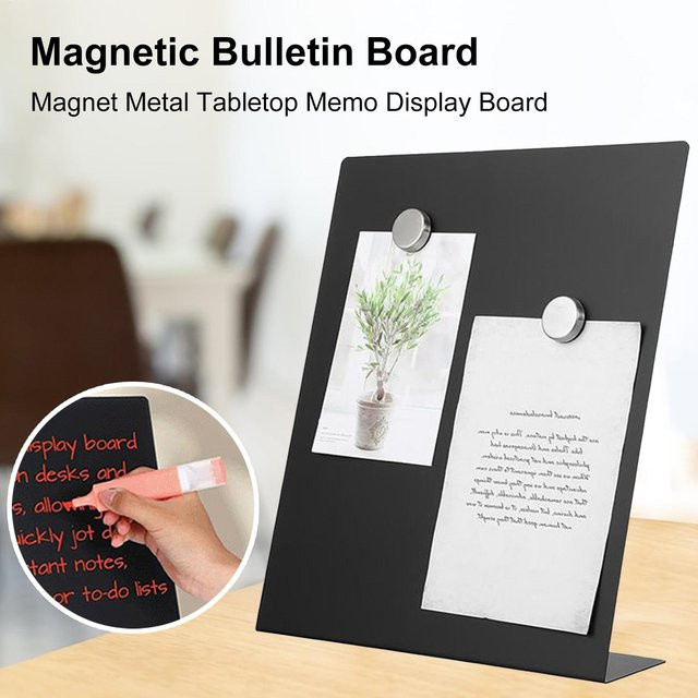 Magnetische Desktop-Memo-Anzeigetafel aus Metall in Schwarz für Büro, Schule und Zuhause - Bild 1