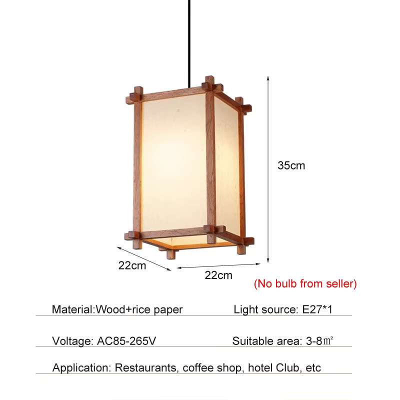 Ynhaw Vintage Holz Pendelleuchte im Zen-Stil für Flur und Esszimmer, Weiß - Bild 2