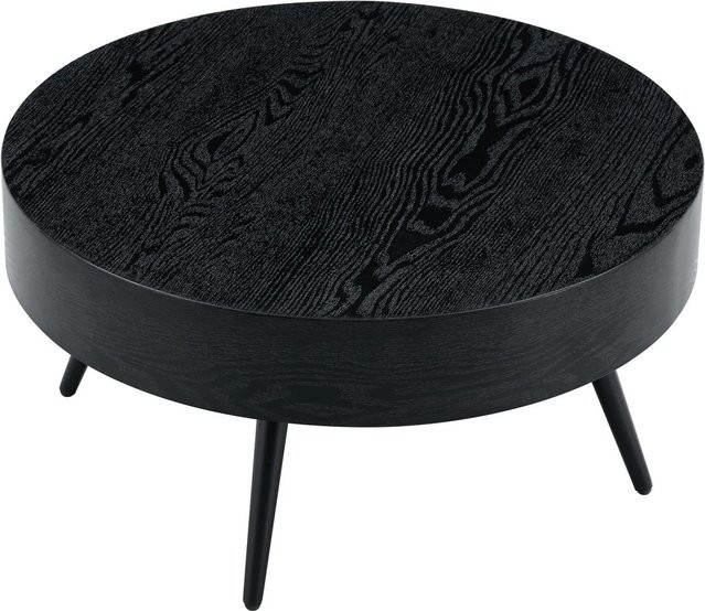 okwish Couchtisch in Rundem Design mit Metallbeinen, Schwarz, B/T/H: 70 x 70 x 35,5 cm - Bild 1