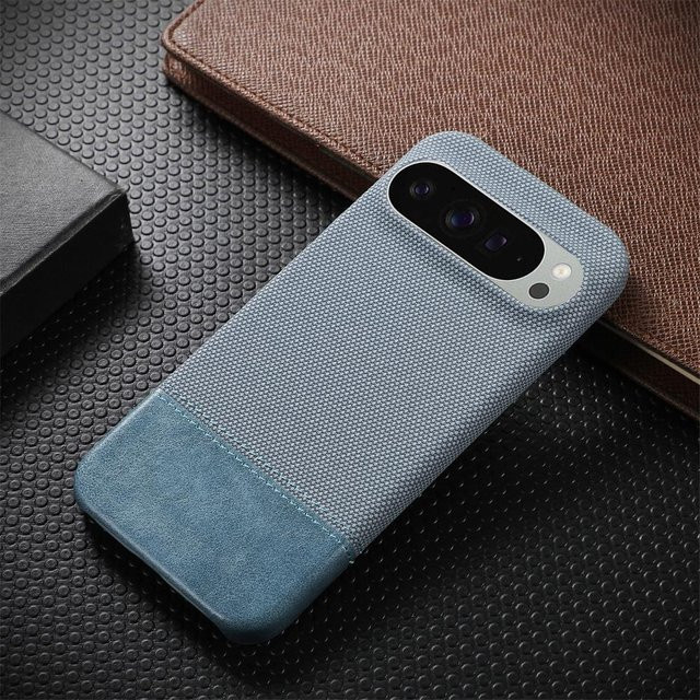 Stoßfeste Vintage PU-Leder Schutzhülle für Google Pixel 10 9 8 Pro XL mit Spleißdesign in Blau - Bild 1