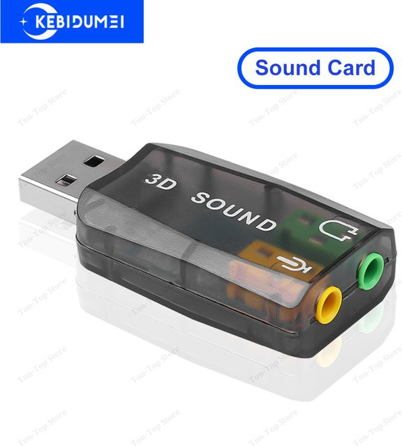 Kebidumei Externe USB-Soundkarte als HiFi-Stereo-Audio-Adapter mit USB-A auf 3,5 mm Klinke in Transparent - Bild 1