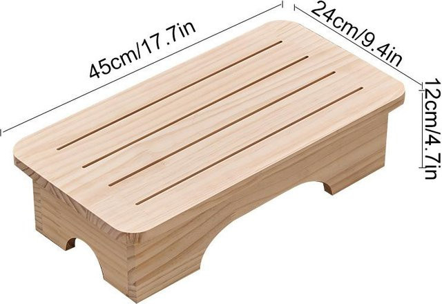 7CraftHobby Rutschfester Holz Hocker in Beige als Fußstütze für Bad, Wohnzimmer oder Kinderzimmer - Bild 1
