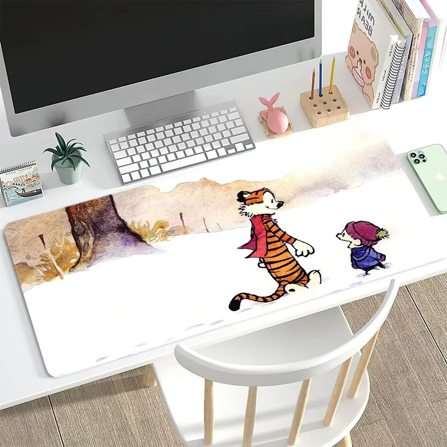 Calvin und Hobbes Cute For PC Gaming-Mauspad mit genähten Kanten und rutschfester Gummibasis, Multicolor - Bild 6