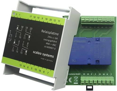 Scaleo systems Sicherheitsrelais mit Verpolschutzdiode, LED und Gehäuse, Typ 24V, 4-fach, 4 Wechsler, multicolour - Bild 1