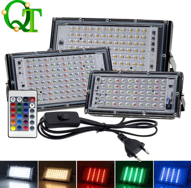 GRAXGROW Außenwandleuchte für Hof und Garten mit RGB und Fernbedienung, IP65 wasserdicht, Weiß und Warmes Licht, 100W - Bild 1