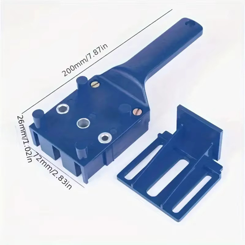 Handheld Dübelbohrer Guide und Lochlocator für die Holzbearbeitung in Blau mit 6mm, 8mm und 10mm Bohreroptionen - Bild 3