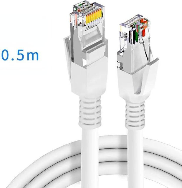 Sombrero RJ45 Cat5e Ethernet LAN Netzwerkkabel in Weiß, Länge: 0,5 m - Bild 1